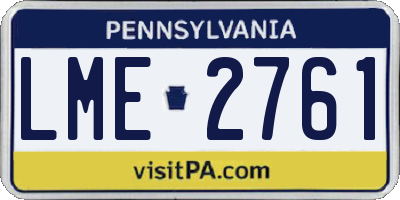 PA license plate LME2761