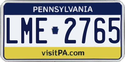 PA license plate LME2765