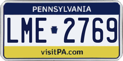 PA license plate LME2769