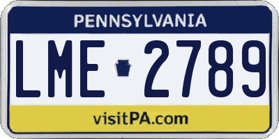 PA license plate LME2789