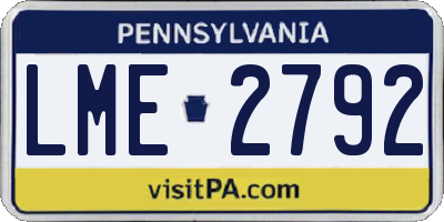 PA license plate LME2792