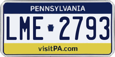 PA license plate LME2793