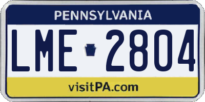 PA license plate LME2804