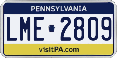 PA license plate LME2809