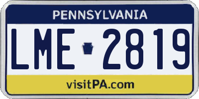 PA license plate LME2819