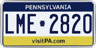 PA license plate LME2820