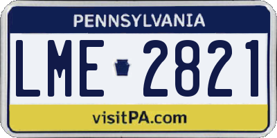 PA license plate LME2821