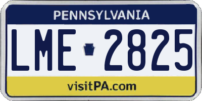 PA license plate LME2825