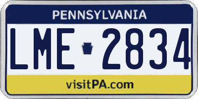 PA license plate LME2834