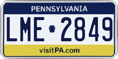 PA license plate LME2849