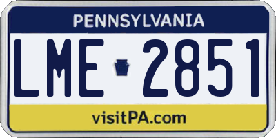 PA license plate LME2851