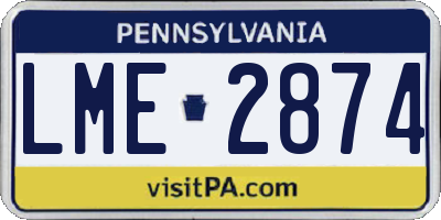 PA license plate LME2874