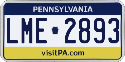PA license plate LME2893