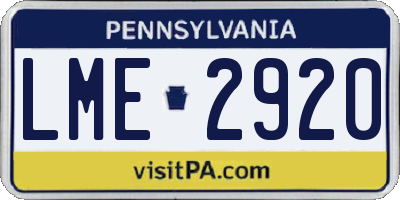PA license plate LME2920