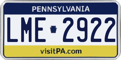 PA license plate LME2922