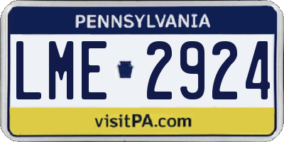 PA license plate LME2924