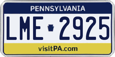 PA license plate LME2925