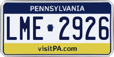 PA license plate LME2926