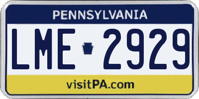 PA license plate LME2929