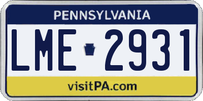 PA license plate LME2931