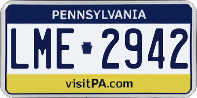 PA license plate LME2942