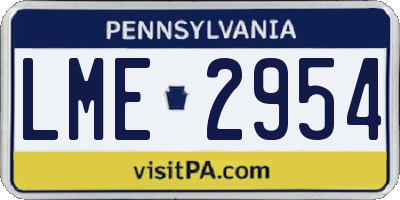 PA license plate LME2954