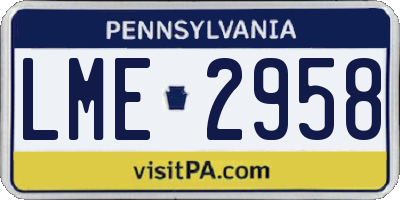 PA license plate LME2958
