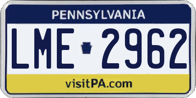 PA license plate LME2962