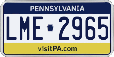 PA license plate LME2965