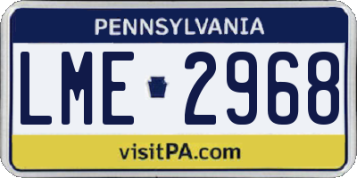 PA license plate LME2968