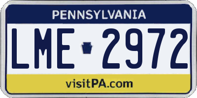 PA license plate LME2972