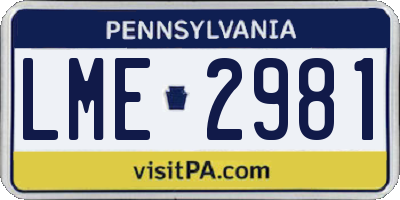 PA license plate LME2981