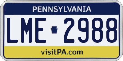PA license plate LME2988