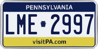 PA license plate LME2997