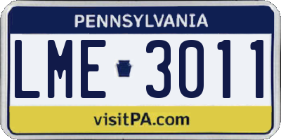 PA license plate LME3011