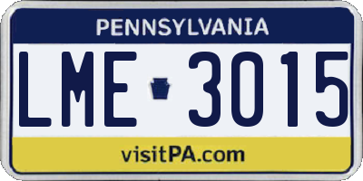 PA license plate LME3015