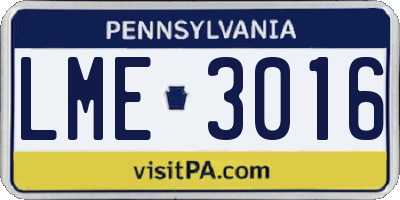 PA license plate LME3016