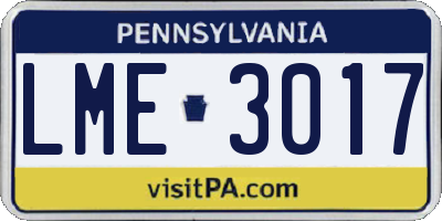 PA license plate LME3017