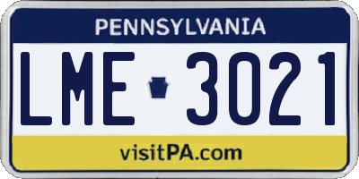 PA license plate LME3021