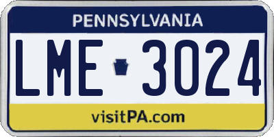 PA license plate LME3024