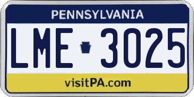 PA license plate LME3025