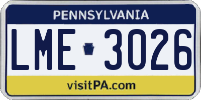PA license plate LME3026