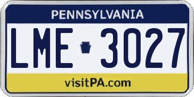 PA license plate LME3027