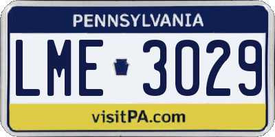 PA license plate LME3029