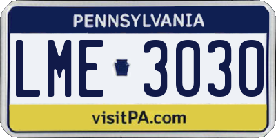 PA license plate LME3030