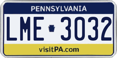 PA license plate LME3032