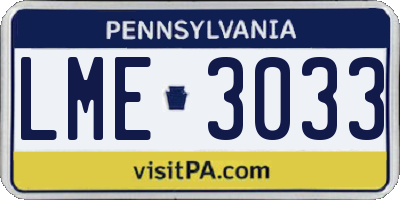PA license plate LME3033