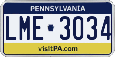 PA license plate LME3034