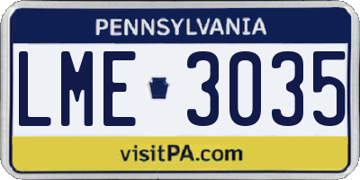 PA license plate LME3035