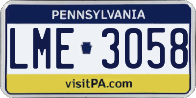PA license plate LME3058